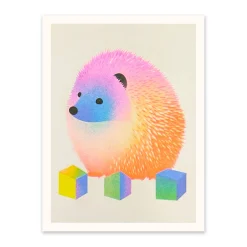 Ohh Deer Prints*Abstract Neon Hedgehog Riso Print (8x6)
