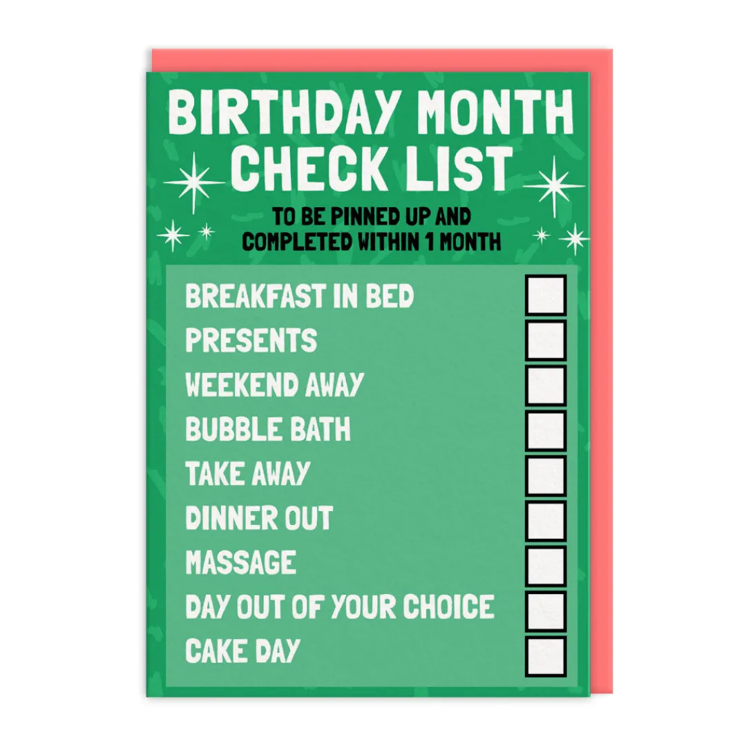AbiGoLucky Birthday Cards*Birthday Month Checklist Birthday Card ✅ | Ohh Deer
