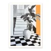 Ohh Deer Prints*Black White & Orange Interior 1 Riso Print (8x6)