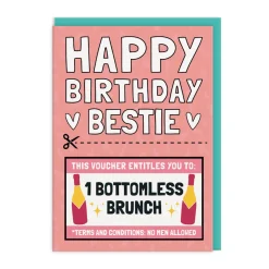 AbiGoLucky Birthday Cards*Bottomless Brunch Voucher Bestie Birthday Card 🥂 | Ohh Deer