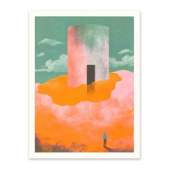 Ohh Deer Prints*Figure and Tower In The Clouds Riso Print (8x6)