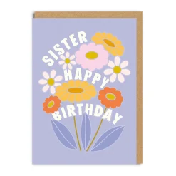Elizabeth Olwen Birthday Cards*Happy Birthday Flowers Sister Greeting Card