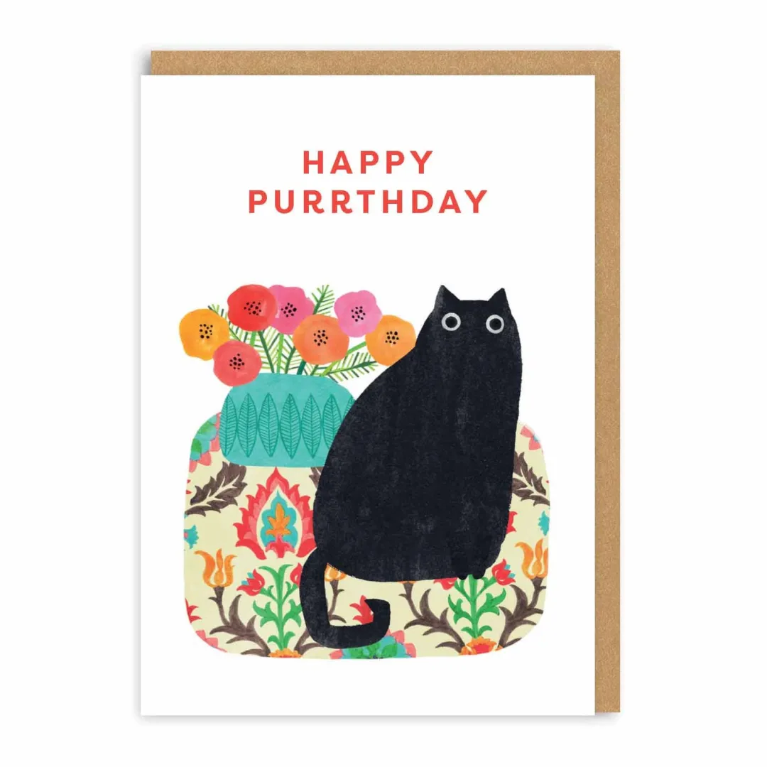 Angela Rozelaar Birthday Cards*Happy Purrthday Black Cat Birthday Card | Ohh Deer
