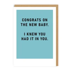 Ohh Deer Congratulations|New Arrival*I Knew You Had It In You New Baby Card |