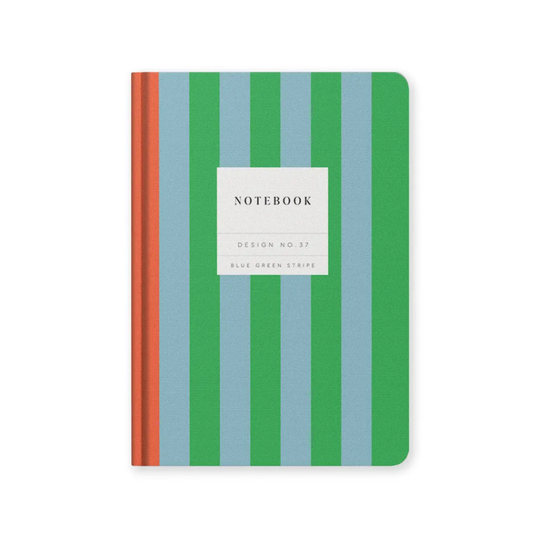 Kaleido Premium Notebooks|Stationery Gifts*Design No.37 Blue Green Stripe Hardback Notebook