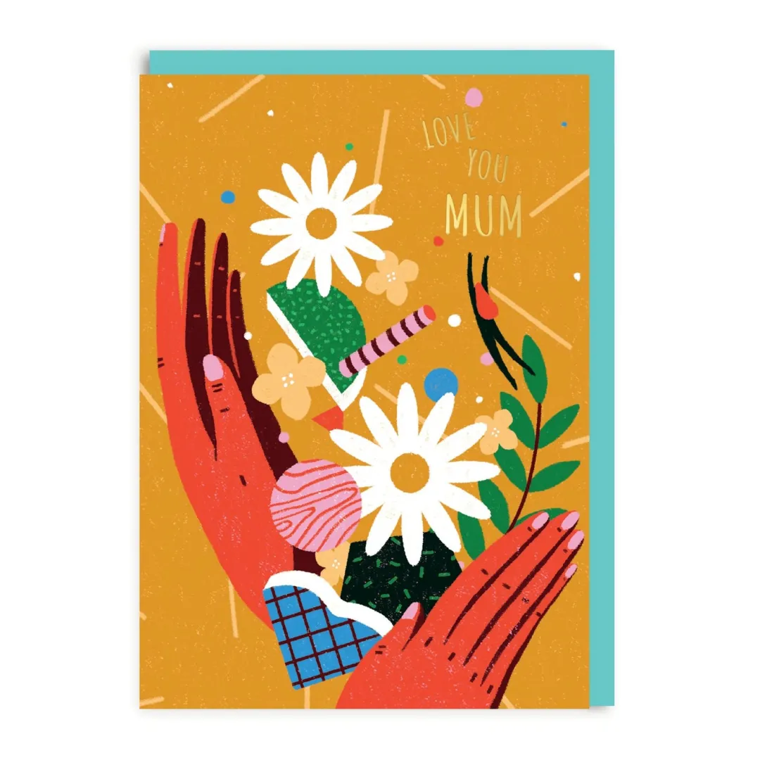 Yukai Du Mother's Day Cards*Love you Mum Flower Hands Greeting Card