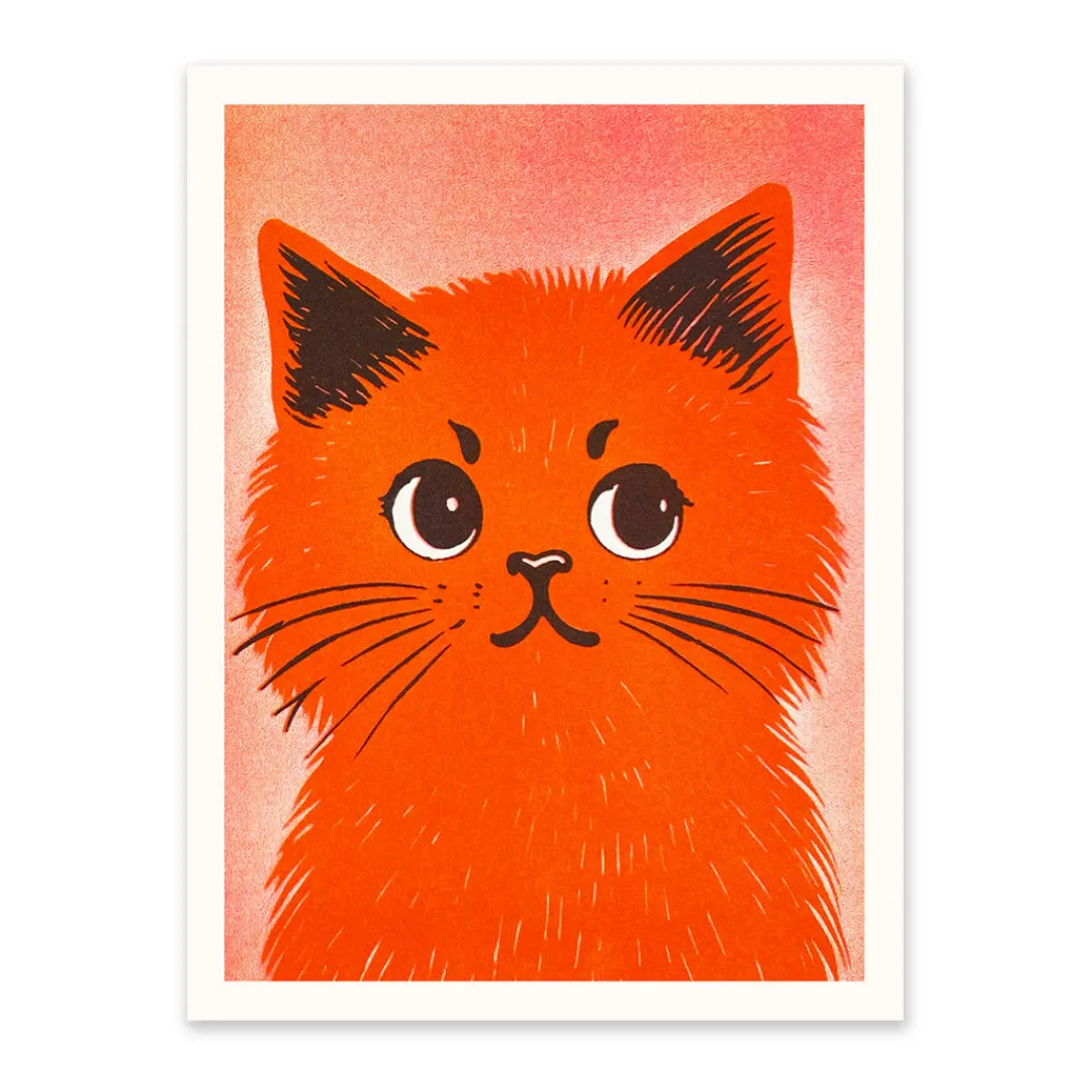 Ohh Deer Prints*Midcentury Kitty 1 Riso Print (8x6)