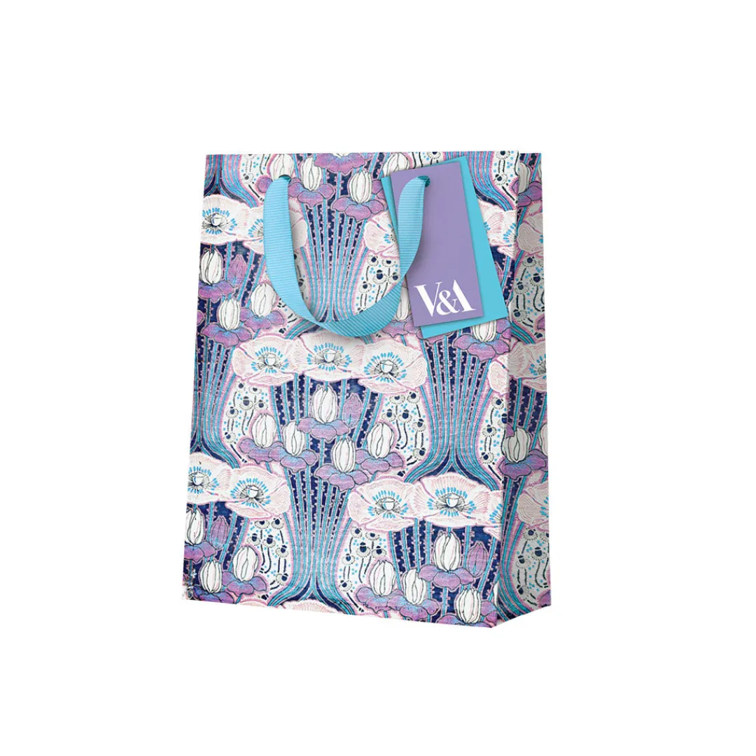 Vu0026A Gift Bags*Neon Floral Pink Poppies Small Gift Bag