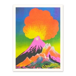 Ohh Deer Prints*Neon Volcanoes 1 Riso Print (8x6)