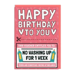 AbiGoLucky Birthday Cards*No Washing Up Voucher Birthday Card 🍽️ | Ohh Deer