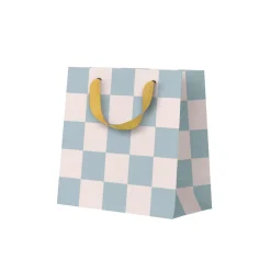 Ohh Deer Gift Bags*Pale Blue Checkerboard Mini Gift Bag