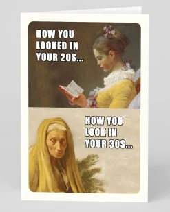 Ohh Deer Birthday|Birthday Cards*Personalised Classic Art Meme 30s vs 20s Square Greeting Card |