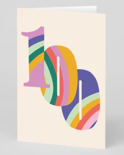 Raspberry Blossom Birthday|Birthday Cards*Personalised Colourful Rainbow Striped 100th Birthday Card | Ohh Deer