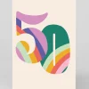 Raspberry Blossom Birthday|Birthday Cards*Personalised Colourful Rainbow Numbers 50th Birthday Card