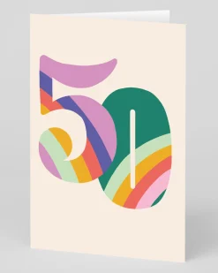 Raspberry Blossom Birthday|Birthday Cards*Personalised Colourful Rainbow Numbers 50th Birthday Card