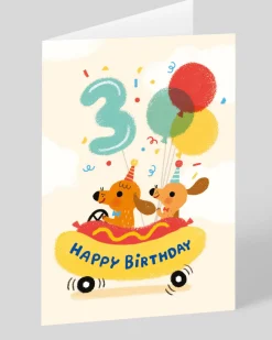 Stormy Knight Birthday|Birthday Cards*Personalised Hotdog Car 3rd Birthday Card