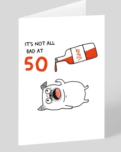 Gemma Correll Birthday|Birthday Cards*Personalised Not Bad At 50 Birthday Card | Just £3.50 | Ohh Deer