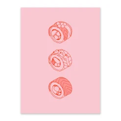Ohh Deer Prints*Pink and Red Sushi 1 Riso Print (8x6)