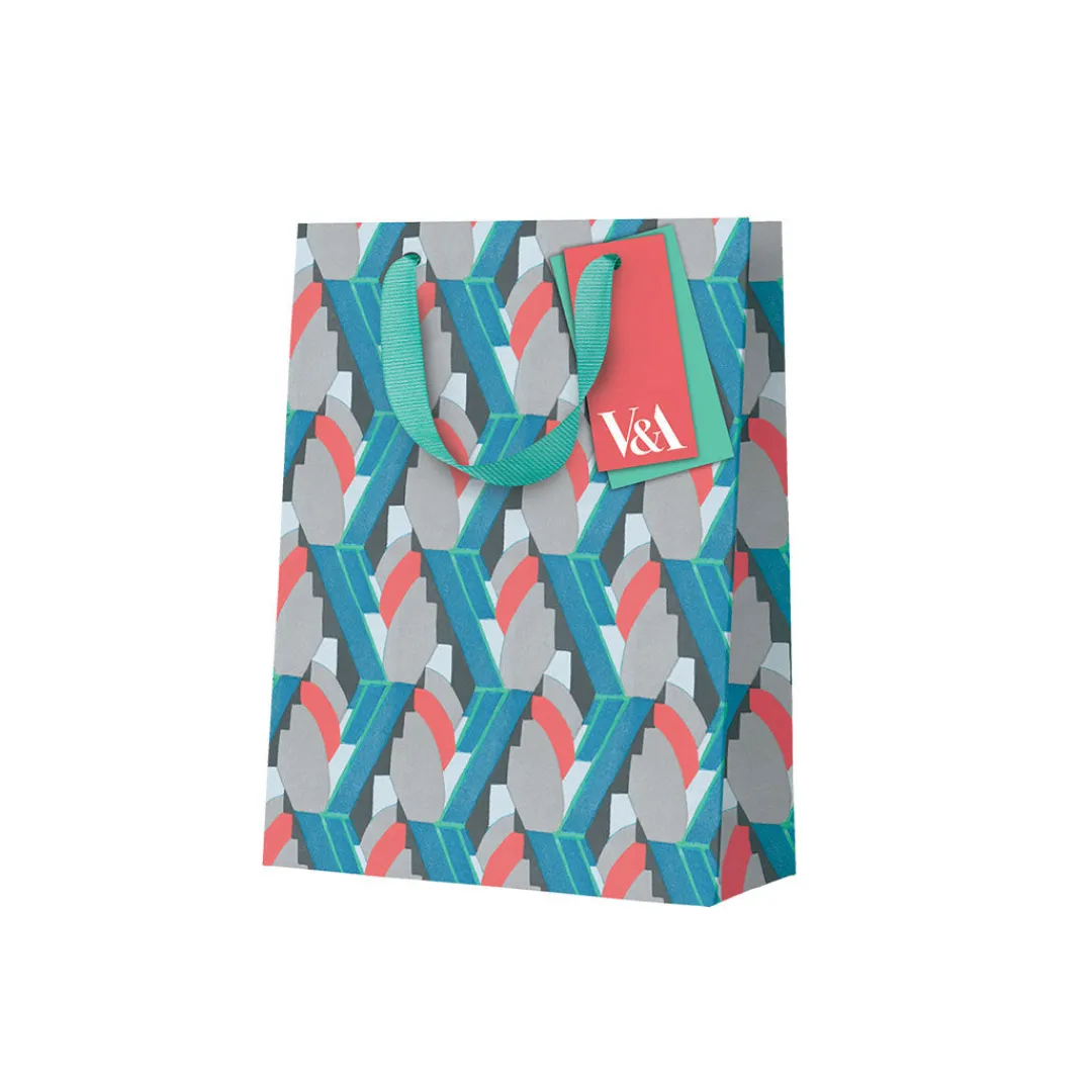 Vu0026A Gift Bags*Playful Geometrics Red and Blue Crosses Mini Gift Bag
