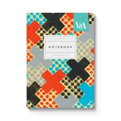 Vu0026A Notebooks Under £10|Stationery Gifts*Playful Geometrics Red and Blue Crosses A6 Premium Perfect Bound Noteb