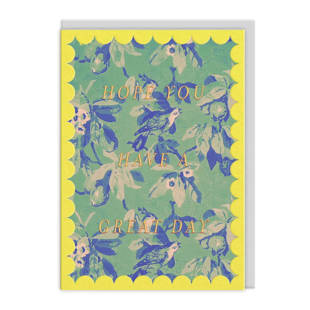 Vu0026A Birthday Cards*Scalloped Green and Blue Birds Birthday Card