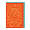 Vu0026A Birthday Cards*Scalloped Orange Floral Birthday Card
