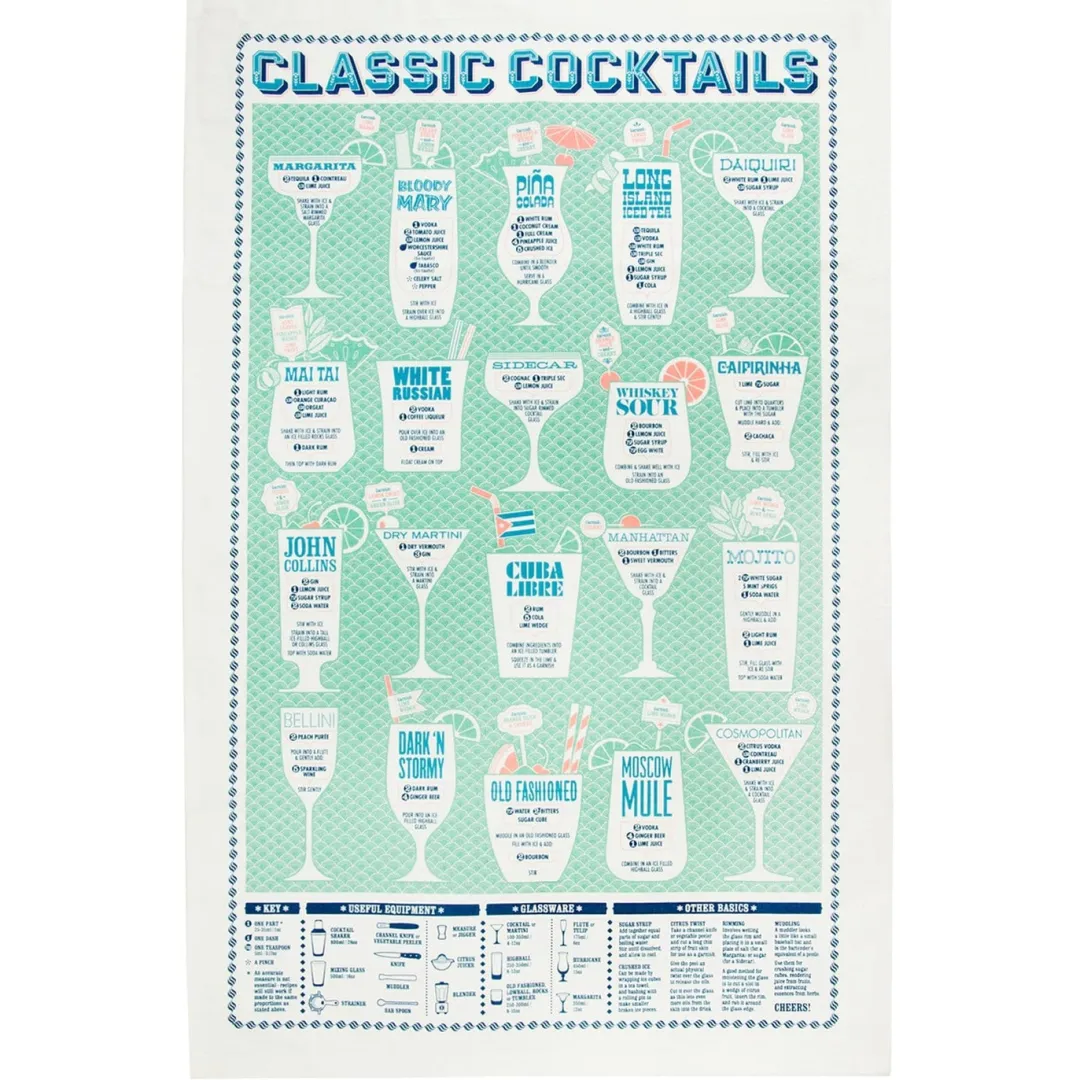 Stuart Gardiner Design Under £20*The Classic Cocktail Tea Towel